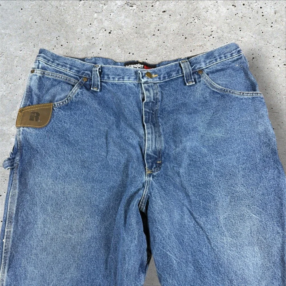 Wrangler Riggs Workwear Carpenter Jeans Mens 42x34 Blue Denim Utility 3W020AI